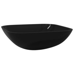 Berkfield Home Basin Glass 42x42x14 cm Black - Size: 42 x 42 x 14 cm - thumbnail 2