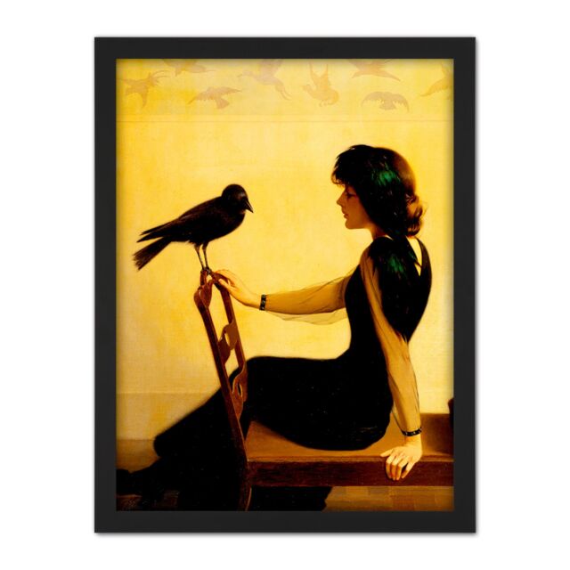 "Artery8 Wall Art Print Harry Willson Watrous The Chatterers 1913 Painting Large Framed Wall Décor Art in White - Size: W18"" x H24""" - image 1