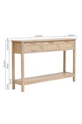 H&O Direct Rustic Wood Console Table with 3 Rattan Drawer in Natural - thumbnail 8