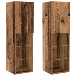 Berkfield Home 8 Piece TV Wall Units with LED Old Wood Engineered Wood in Brown - thumbnail 6