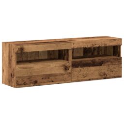 Berkfield Home 8 Piece TV Wall Units with LED Old Wood Engineered Wood in Brown - thumbnail 7