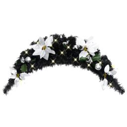 Berkfield Home Christmas Arch with LED Lights Black 90 cm PVC