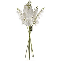 Leaf Pack of 6 x 100cm Artificial Phalaenopsis Orchid White Stem - Size: 6 x 100 cm - thumbnail 4