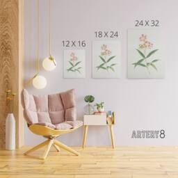 "Artery8 Red White Blossoms Canvas Wall Art Print Vintage Japan Botanical in Green - Size: W18"" x H24""" - thumbnail 4