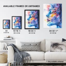 "Artery8 Ethereal Woman Face Portrait Floral Watercolour Wall Art Print in Blue - Size: W24"" x H32""" - thumbnail 3