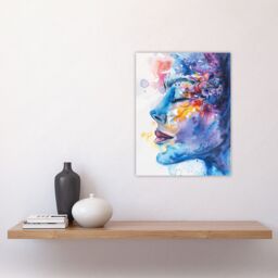 "Artery8 Ethereal Woman Face Portrait Floral Watercolour Wall Art Print in Blue - Size: W24"" x H32""" - thumbnail 4