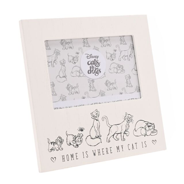 "Disney Cats & Dogs Photo Frame Home Is Where My Cat Is 6"" x 4"" in White" - image 1