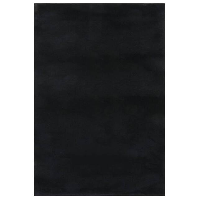Berkfield Home Washable Rug Soft Shaggy 160x230 cm Anti Slip Black - Size: 100 cm diameter - image 1