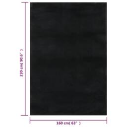 Berkfield Home Washable Rug Soft Shaggy 160x230 cm Anti Slip Black - Size: 100 cm diameter - thumbnail 6