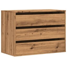 Berkfield Home Corner Chest of Drawers Artisian Oak 80x41x58 cm Engineered Wood in Brown - Size: 80 x 41 x 58 cm - thumbnail 2