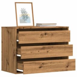 Berkfield Home Corner Chest of Drawers Artisian Oak 80x41x58 cm Engineered Wood in Brown - Size: 80 x 41 x 58 cm - thumbnail 1