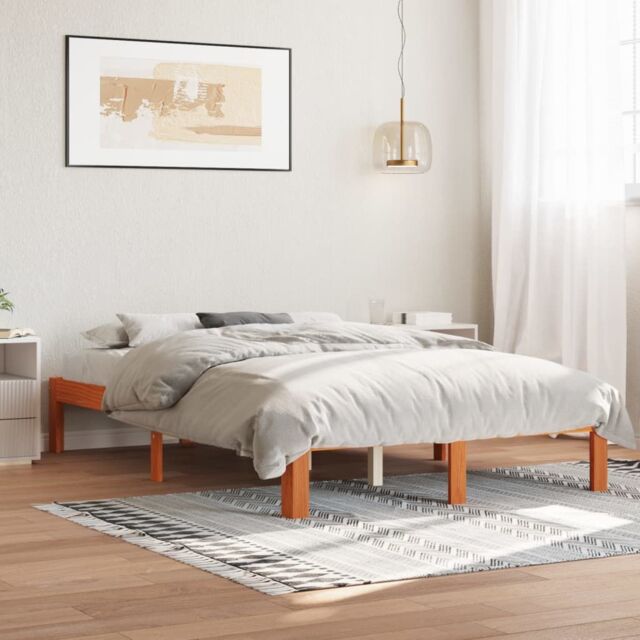 Berkfield Home Bed Frame without Mattress Wax Brown 140x200 cm Solid Wood Pine - image 1
