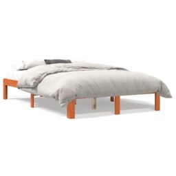 Berkfield Home Bed Frame without Mattress Wax Brown 140x200 cm Solid Wood Pine - thumbnail 2