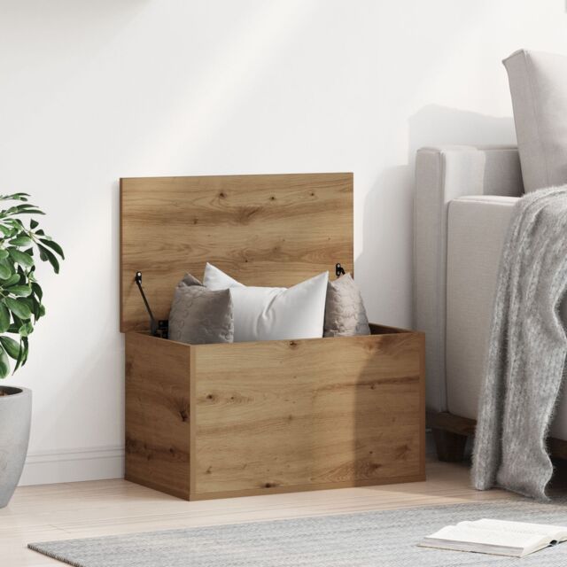 Berkfield Home Storage Box with Lid Artisan Oak 60x35x35 cm Engineered Wood in Brown - Size: 60 x 35 x 35 cm - image 1
