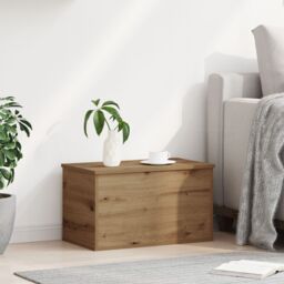 Berkfield Home Storage Box with Lid Artisan Oak 60x35x35 cm Engineered Wood in Brown - Size: 60 x 35 x 35 cm - thumbnail 4