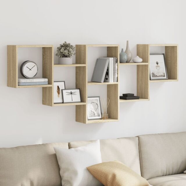 Berkfield Home Wall Shelf Sonoma Oak 159x18x66 cm Engineered Wood in Brown - Size: 159 x 18 x 66 cm - image 1