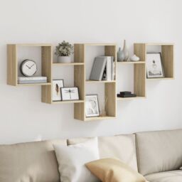 Berkfield Home Wall Shelf Sonoma Oak 159x18x66 cm Engineered Wood in Brown - Size: 159 x 18 x 66 cm - thumbnail 1