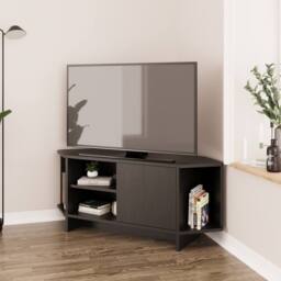 BIMOSSA Teo Corner TV Stand, Compact Unit for up to 50 inch TVs with Cabinet in Black - thumbnail 4