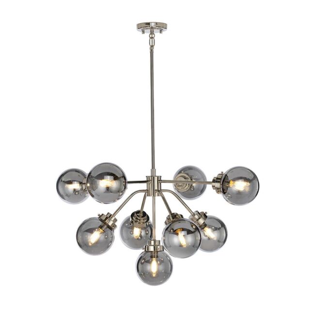 Loops 9 Bulb Chandelier LIght Highly Polished Nickel LED E14 8W LED in Metallics - image 1