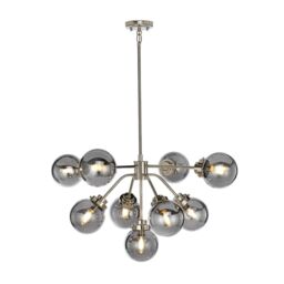 Loops 9 Bulb Chandelier LIght Highly Polished Nickel LED E14 8W LED in Metallics - thumbnail 1
