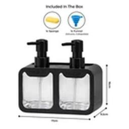 EONLION Dual Soap Dispenser Sink Organiser, 2×350ml Hand & Dish Soap in Black - thumbnail 2