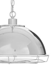 Orsina Chrome Pendant Light With Wire Grille & Chain Suspension, Tough Iron Build Lamp, Decorative Ceiling Light in Silver - thumbnail 3