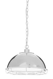 Orsina Chrome Pendant Light With Wire Grille & Chain Suspension, Tough Iron Build Lamp, Decorative Ceiling Light in Silver - thumbnail 2
