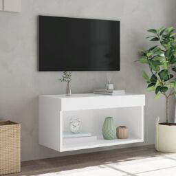 Berkfield Home TV Cabinet with LED Lights White 60x30x30 cm - Size: 60 x 30 x 30 cm - thumbnail 5
