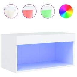 Berkfield Home TV Cabinet with LED Lights White 60x30x30 cm - Size: 60 x 30 x 30 cm - thumbnail 2