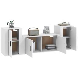 Berkfield Home Classic 3 Piece TV Cabinet Set White Engineered Wood - thumbnail 1