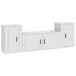 Berkfield Home Classic 3 Piece TV Cabinet Set White Engineered Wood - thumbnail 3