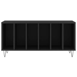 Berkfield Home Record Cabinet Black 100x38x48 cm Engineered Wood - Size: 100 x 38 x 48 cm - thumbnail 4