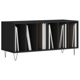 Berkfield Home Record Cabinet Black 100x38x48 cm Engineered Wood - Size: 100 x 38 x 48 cm - thumbnail 3