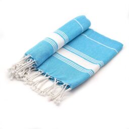 Nicola Spring 100% Cotton Bath Towel Turkish Style Hamman Beach Towel Sheet - 170 x 90cm (x4) in Light Blue - thumbnail 4