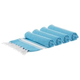 Nicola Spring 100% Cotton Bath Towel Turkish Style Hamman Beach Towel Sheet - 170 x 90cm (x4) in Light Blue - thumbnail 1