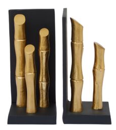 Orsina Hiba Set Of Two Gold Finish Bamboo Effect Bookends - thumbnail 1