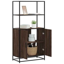 Berkfield Home Highboard Brown Oak 68x35x139 cm Engineered Wood & Metal - Size: 68 x 35 x 139 cm - thumbnail 1
