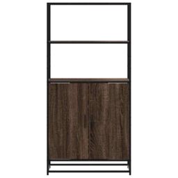 Berkfield Home Highboard Brown Oak 68x35x139 cm Engineered Wood & Metal - Size: 68 x 35 x 139 cm - thumbnail 4