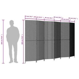 Berkfield Home Room Divider 6 Panels Black Poly Rattan - thumbnail 9
