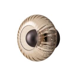Industville Chelsea Smoked Ribbed Glass Round Diffuser Wall Light in Light Grey - Size: Medium - thumbnail 1