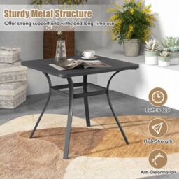 Costway 80cm Patio Dining Table Outdoor Metal Square Table with 4 Curved Legs in Grey - thumbnail 6