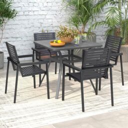 Costway 80cm Patio Dining Table Outdoor Metal Square Table with 4 Curved Legs in Grey - thumbnail 5