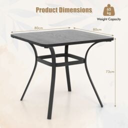 Costway 80cm Patio Dining Table Outdoor Metal Square Table with 4 Curved Legs in Grey - thumbnail 2