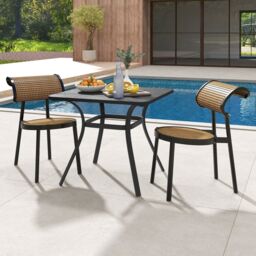 Costway 80cm Patio Dining Table Outdoor Metal Square Table with 4 Curved Legs in Grey - thumbnail 4