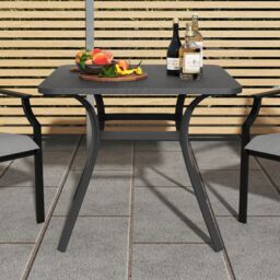 Costway 80cm Patio Dining Table Outdoor Metal Square Table with 4 Curved Legs in Grey - thumbnail 3
