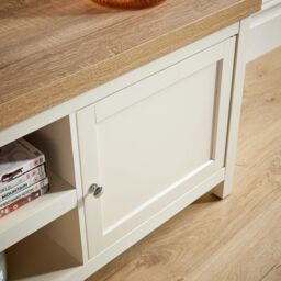 Home Source 2 Door TV Stand Unit with Storage Cabinet & Open Shelving in Off-White - thumbnail 6