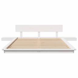Berkfield Home Floor Bed Frame with Bedside Tables White 120x200cm Solid Wood - Size: 120x200 cm - thumbnail 5