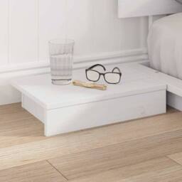 Berkfield Home Floor Bed Frame with Bedside Tables White 120x200cm Solid Wood - Size: 120x200 cm - thumbnail 4