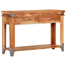 Berkfield Home Console Table 110x34x74 cm Solid Wood Acacia in Brown - Size: 110 x 34 x 74 cm - thumbnail 1