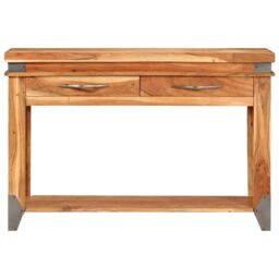 Berkfield Home Console Table 110x34x74 cm Solid Wood Acacia in Brown - Size: 110 x 34 x 74 cm - thumbnail 2